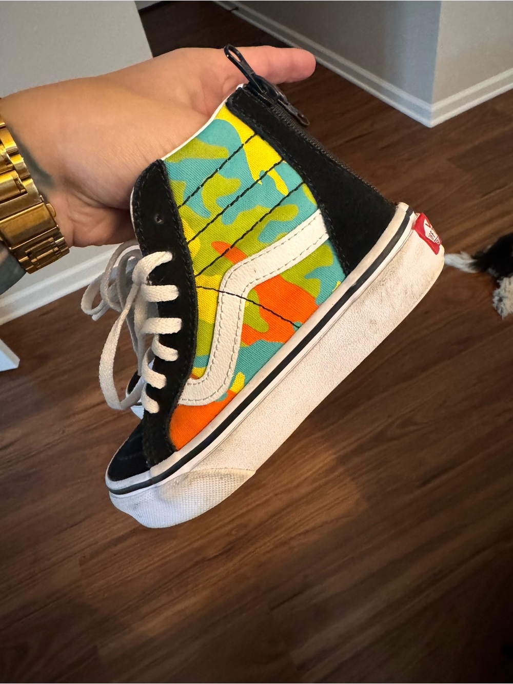 Vans Kids High-Top Sneakers in Black with Bright Camo Panels
